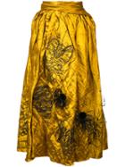 Roksanda - Kalmar Embroidered Skirt - Women - Cotton/viscose/metallic Fibre/silk - 8, Yellow/orange, Cotton/viscose/metallic Fibre/silk