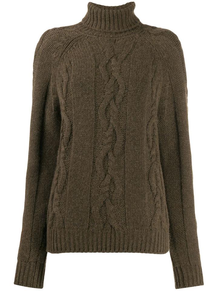 Holland & Holland Cable-knit Roll Neck Jumper - Brown