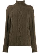 Holland & Holland Cable-knit Roll Neck Jumper - Brown