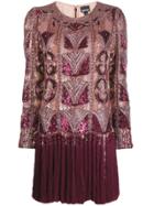 Just Cavalli Sequinned Fringe Hem Shift Dress - Red