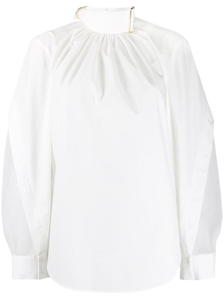 Fendi Belted-neck Draped Blouse - White