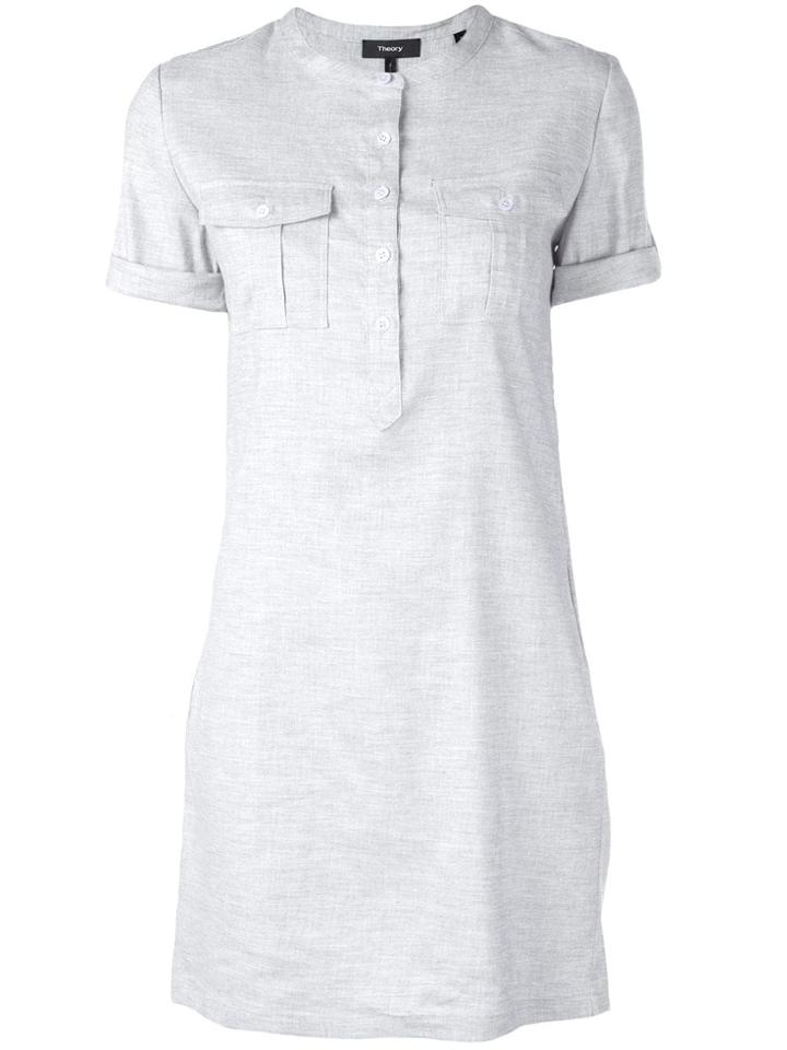 Theory Henley Shirt Dress - Grey