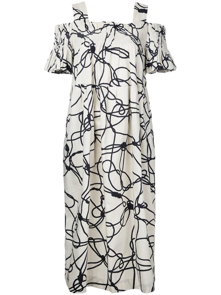 Dries Van Noten - 'du Bois' Cold Shoulder Dress - Women - Cotton - 40, Women's, Nude/neutrals, Cotton