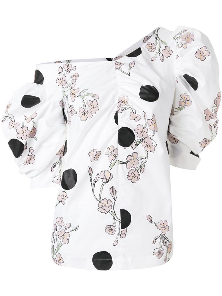 Isa Arfen Floral Asymmetric Blouse - White