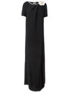 Lanvin Embellished Shoulder Dress, Women's, Size: 34, Black, Viscose/acetate/silk
