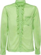Prada Button Down Ruffled Shirt - Green