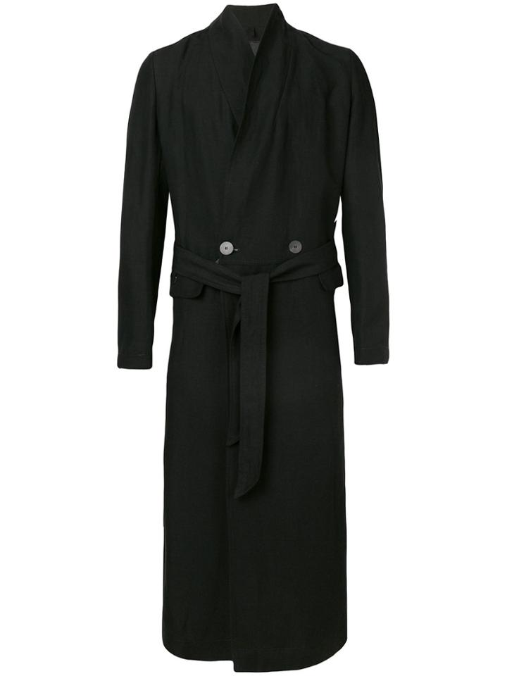 Tom Rebl Belted Long Coat - Black