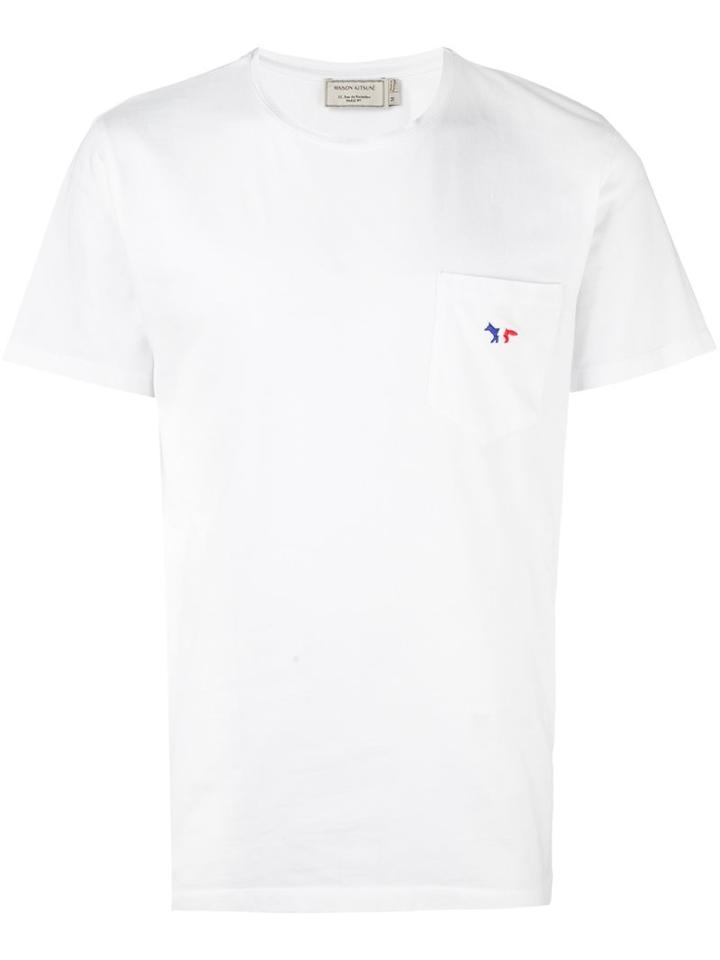 Maison Kitsuné Embroidered Logo T-shirt, Men's, Size: Small, White, Cotton
