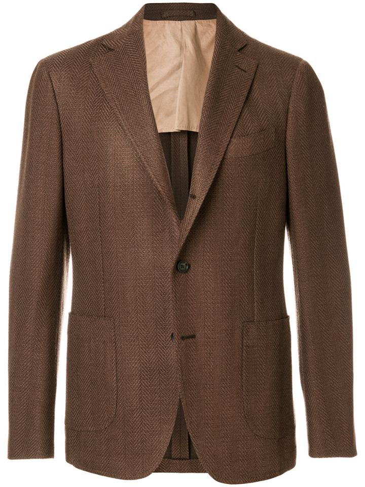 Lardini Herringbone Blazer - Brown