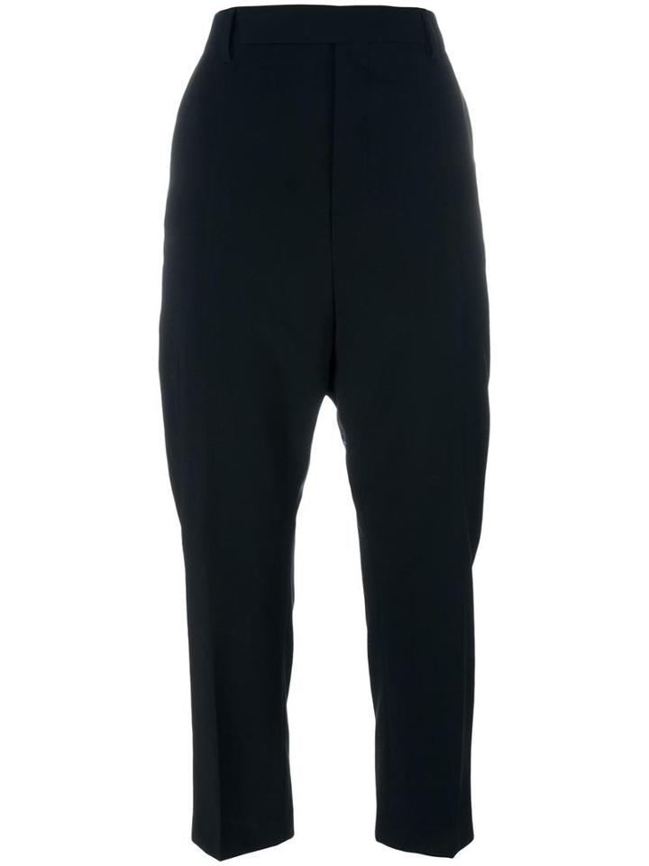 Rick Owens High Waisted Cropped Trousers, Women's, Size: 44, Black, Virgin Wool/spandex/elastane/cupro