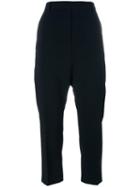Rick Owens High Waisted Cropped Trousers, Women's, Size: 44, Black, Virgin Wool/spandex/elastane/cupro