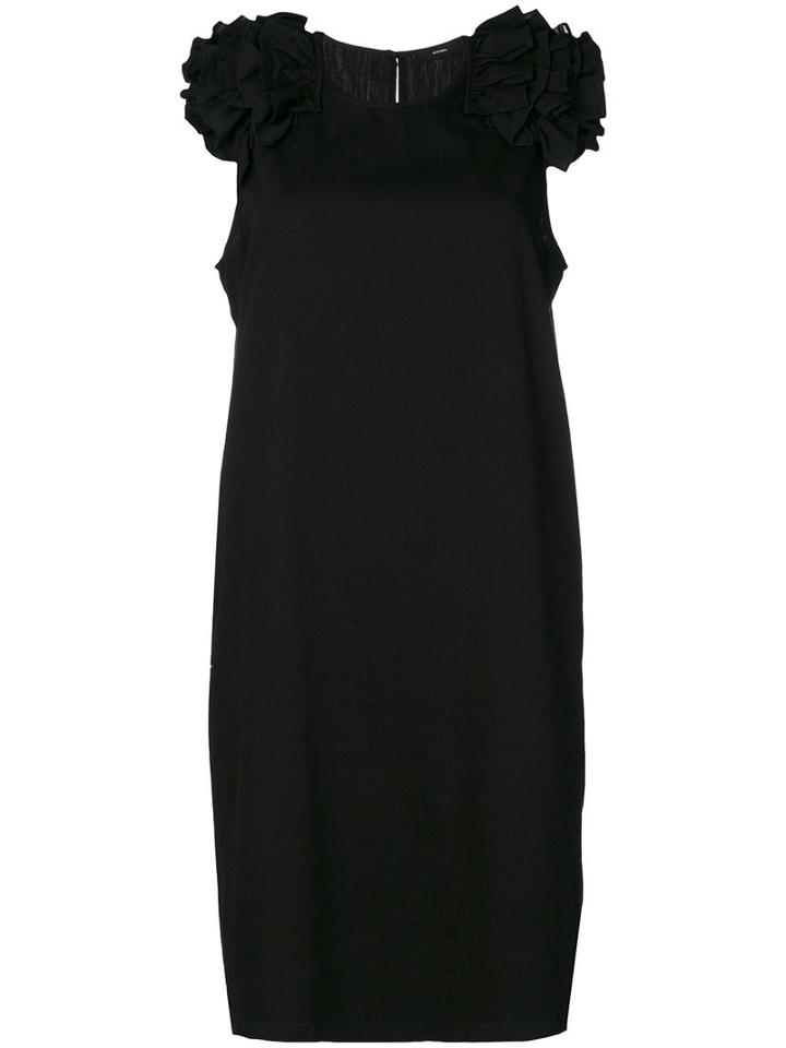 Diesel - Ruffle Trim Dress - Women - Cotton - M, Black, Cotton