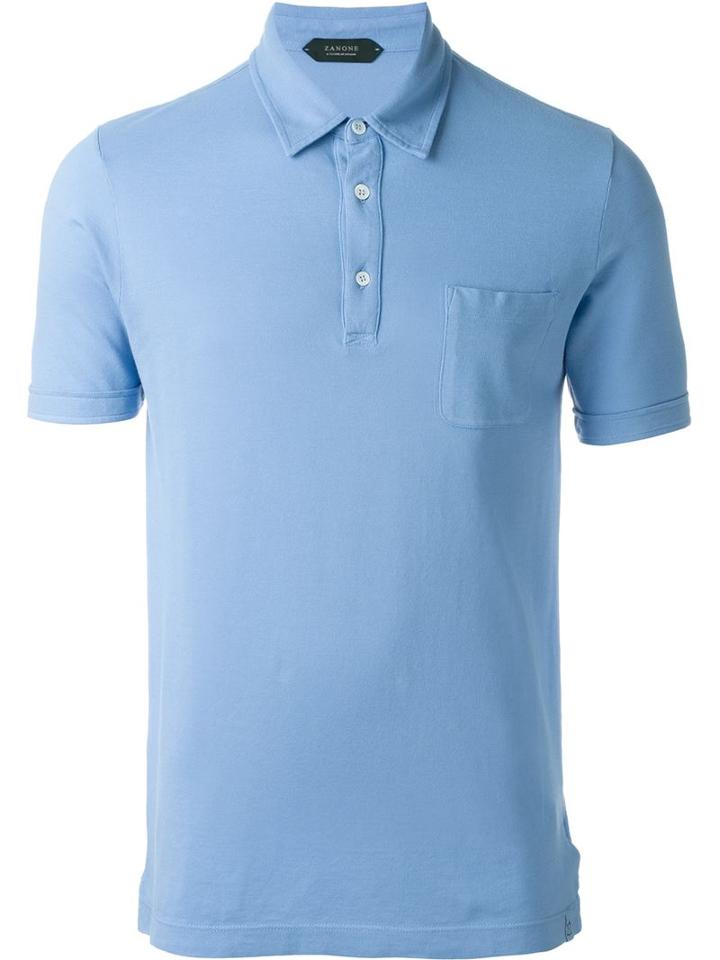Zanone Classic Polo Shirt, Men's, Size: M, Blue, Cotton