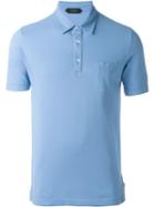 Zanone Classic Polo Shirt, Men's, Size: M, Blue, Cotton