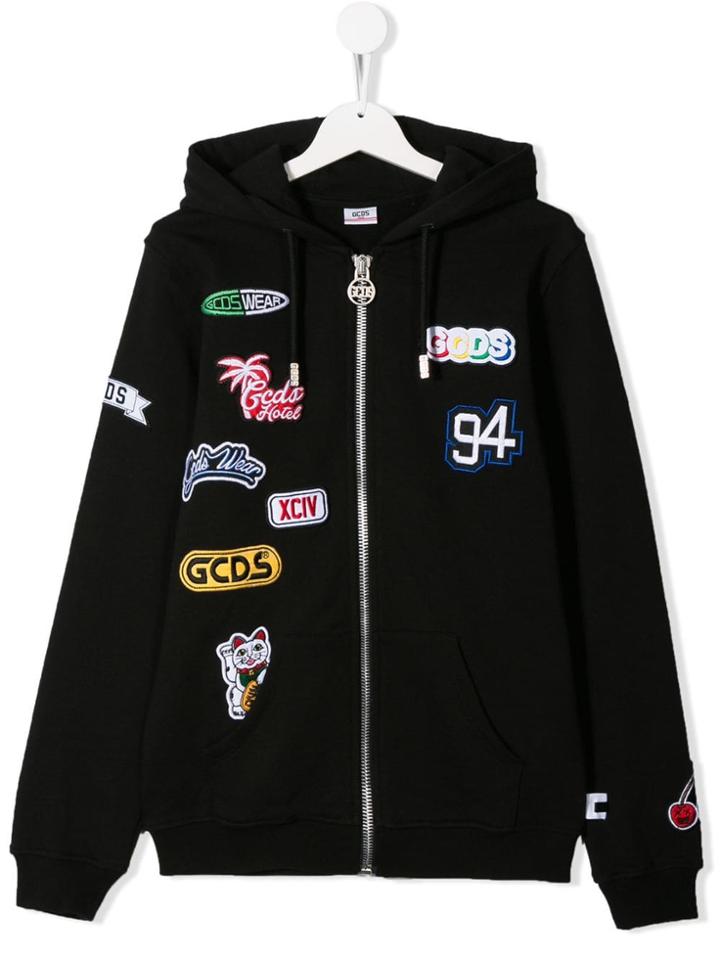 Gcds Kids Teen Patch Embellished Hoodie - Black
