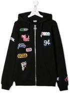 Gcds Kids Teen Patch Embellished Hoodie - Black