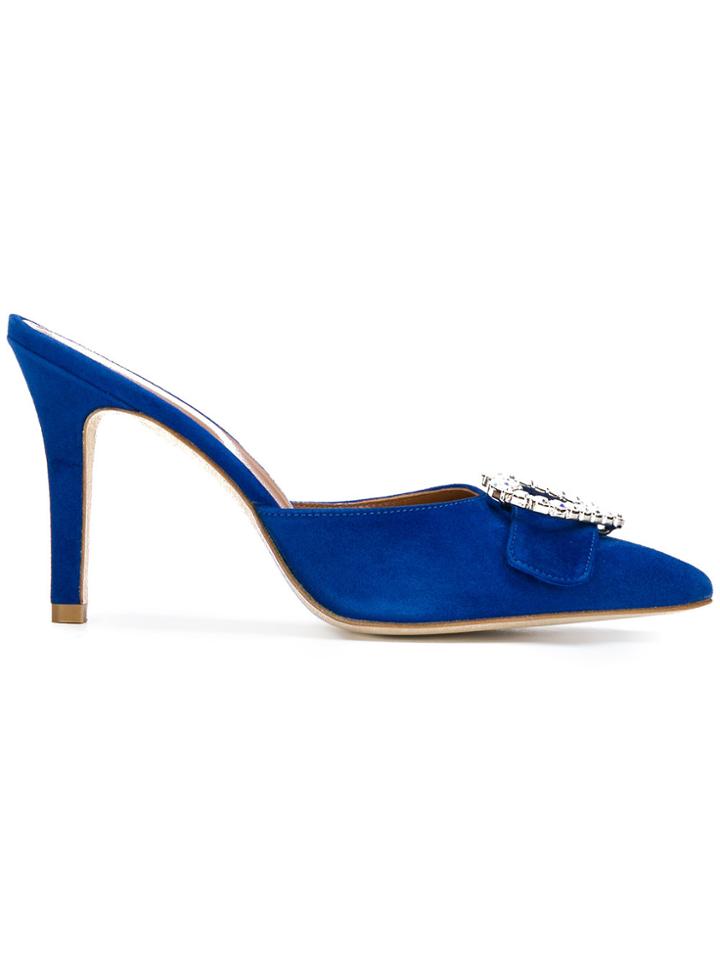 Paris Texas Heart Embellished Pointed Mules - Blue