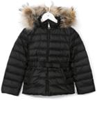 Burberry Kids Fur Hooded Padded Jacket, Girl's, Size: 12 Yrs, Black