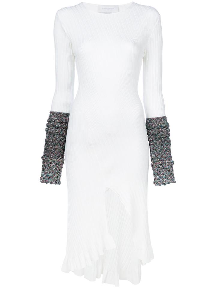 Esteban Cortazar Contrast-cuff Midi Dress - White