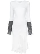 Esteban Cortazar Contrast-cuff Midi Dress - White