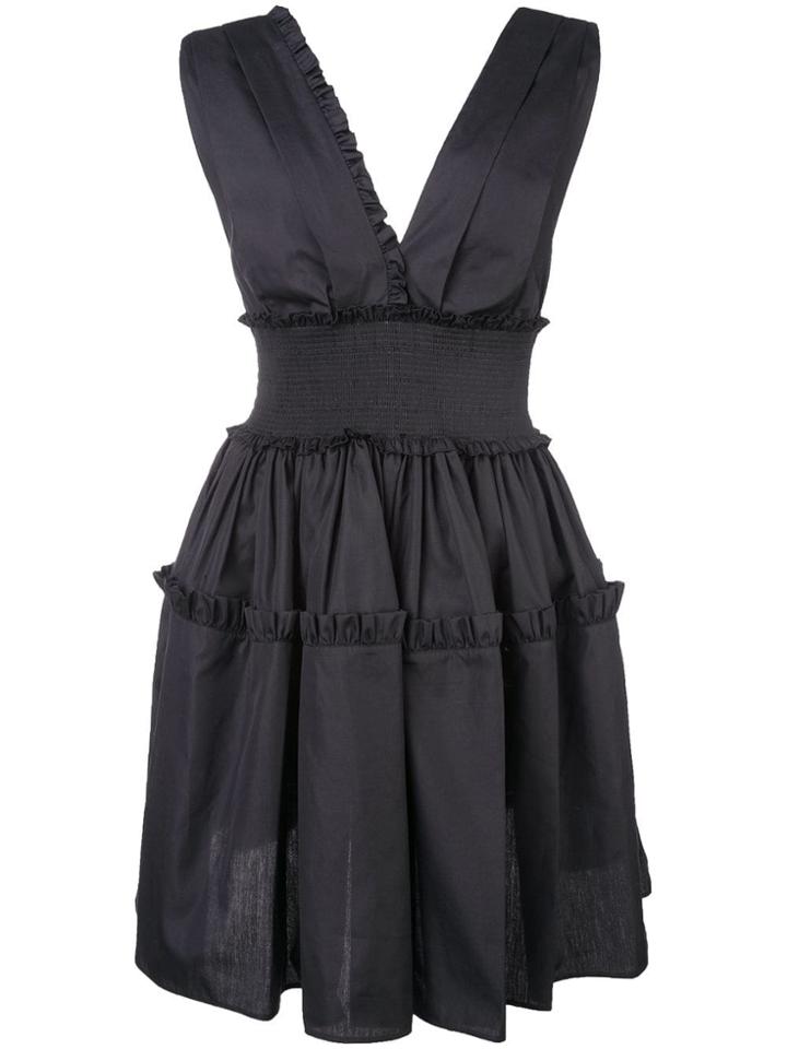 Fausto Puglisi Plunge Neck Mini Dress - Black