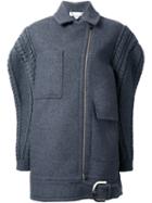 Stella Mccartney Oversize Knit Sleeve Coat, Women's, Size: 42, Grey, Wool/polyimide/other Fibers