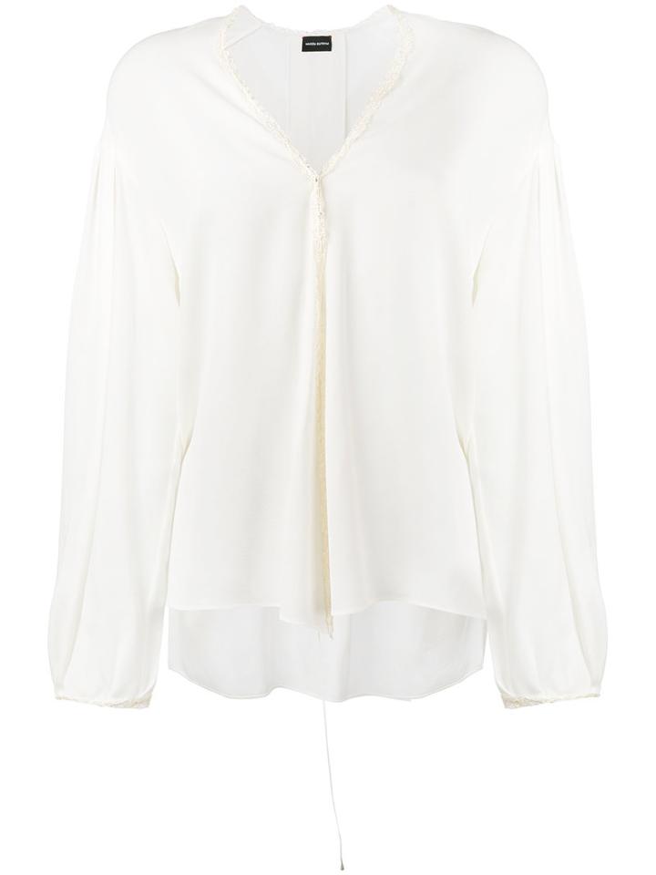 Magda Butrym - Lace Detail Blouse - Women - Silk/cotton - 34, White, Silk/cotton