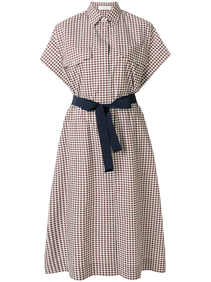 Mantu Vichy Print Tie Waist Shirt Dress - Brown