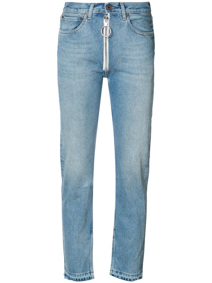 Off-white Cropped Jeans, Women's, Size: 28, Blue, Cotton