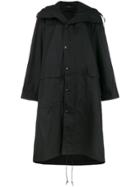 Y's Hooded Mid-length Coat - Black