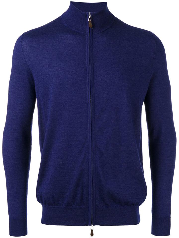 N.peal Zip Up Cardigan, Men's, Size: Small, Blue, Cashmere/silk