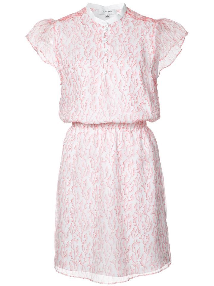 Carven Sleeveless Floral Dress, Women's, Size: 4, White, Viscose/silk
