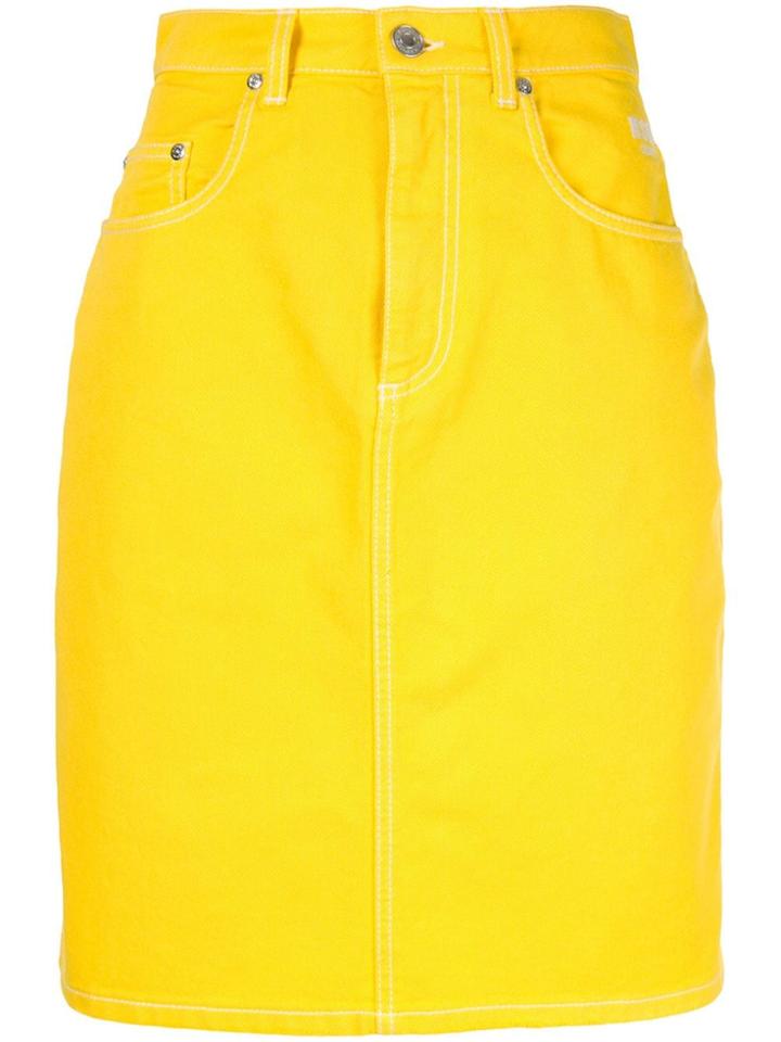 Msgm Denim Straight Skirt - Yellow