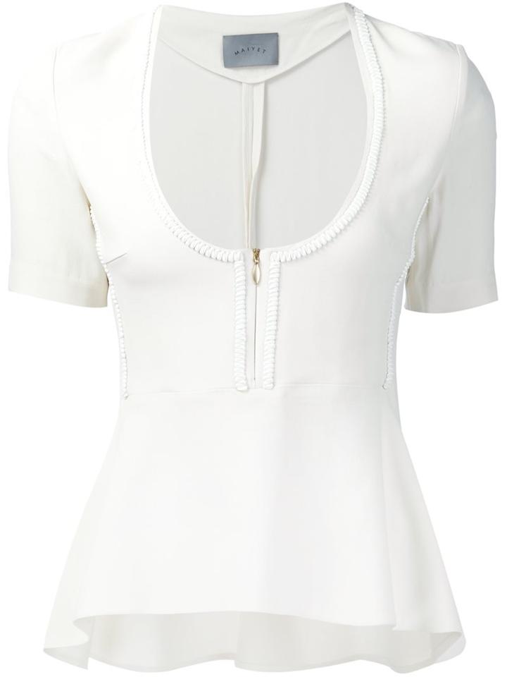 Maiyet Zip Front Peplum T-shirt, Women's, Size: 0, White, Spandex/elastane/acetate/viscose
