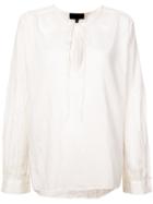 Nili Lotan Tie Neck Flared Blouse - White