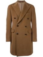 Tagliatore Double Breasted Corduroy Coat, Men's, Size: 48, Brown, Alpaca/virgin Wool/cupro
