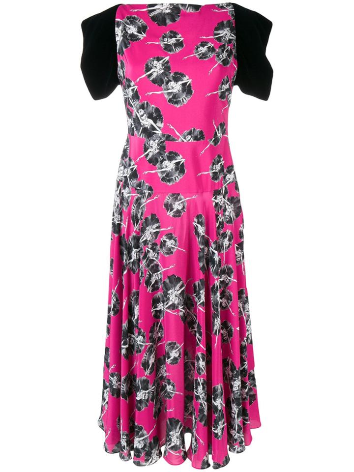 Reinaldo Lourenço Floral Flared Midi Dress - Pink & Purple