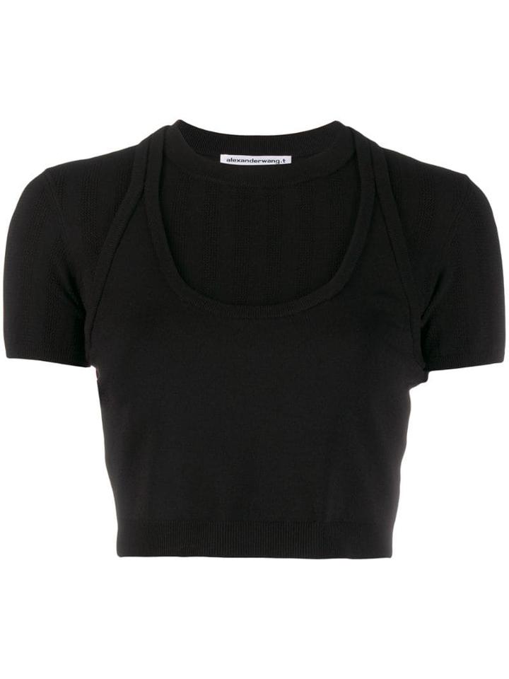 T By Alexander Wang Bi-layer Cropped T-shirt - Black