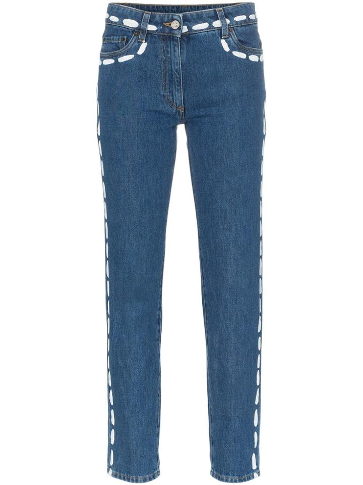 Moschino Low Rise Painted Seam Detail Jeans - Blue
