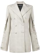 Y / Project - Oversized Check Buttoned Blazer - Women - Acetate/wool - 38, Nude/neutrals, Acetate/wool