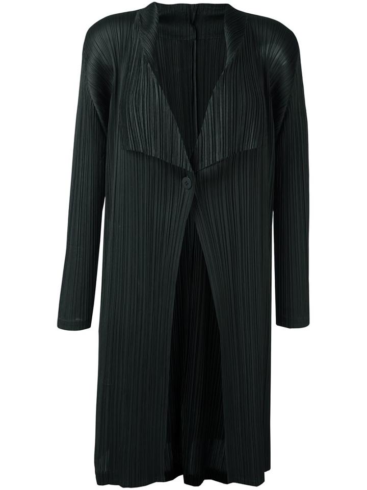 Pleats Please By Issey Miyake Pleated Single Button Cardigan, Women's, Size: V, Green, Polyester