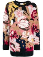 Ballantyne Oversized Floral-intarsia Jumper - Pink