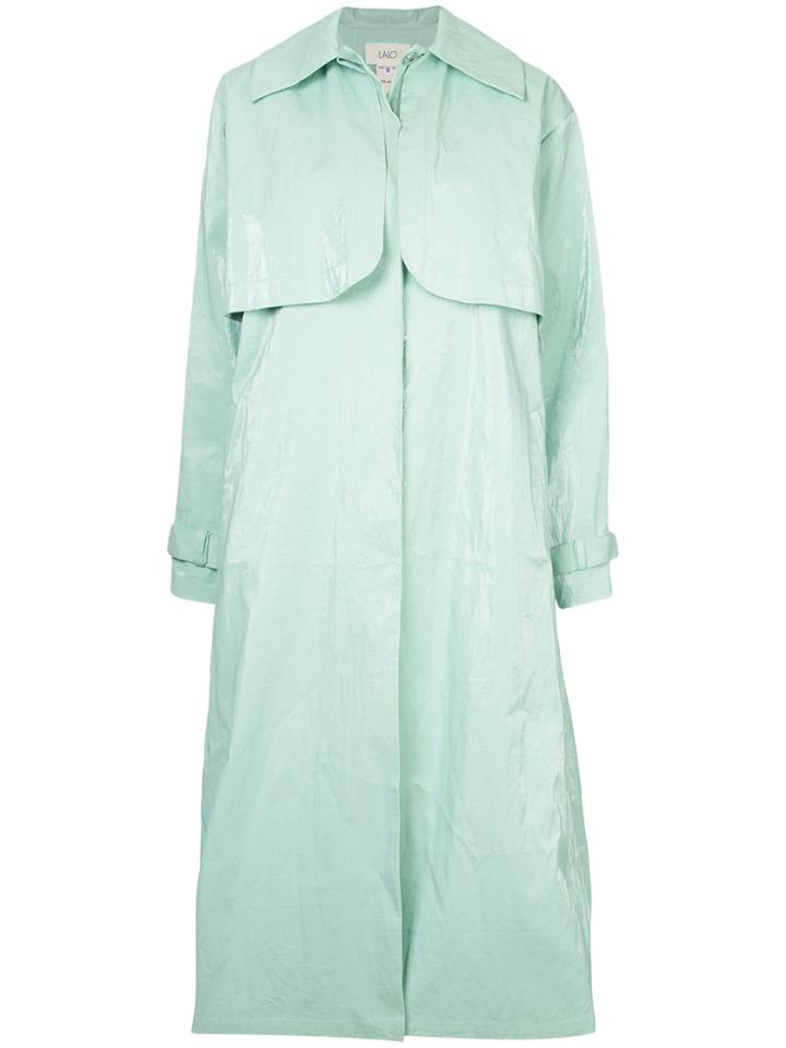 Lalo Flowing Lapel Trench - Green