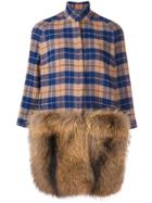 Ava Adore Fur-panelled Plaid Coat - Nude & Neutrals