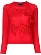 Simone Rocha Embroidered Sweatshirt, Women's, Size: Medium, Red, Silk/cashmere/merino