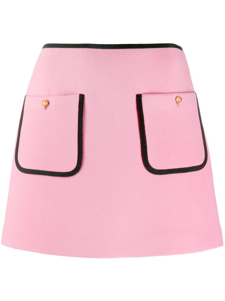 Miu Miu Contrast Piping A-line Skirt - Pink