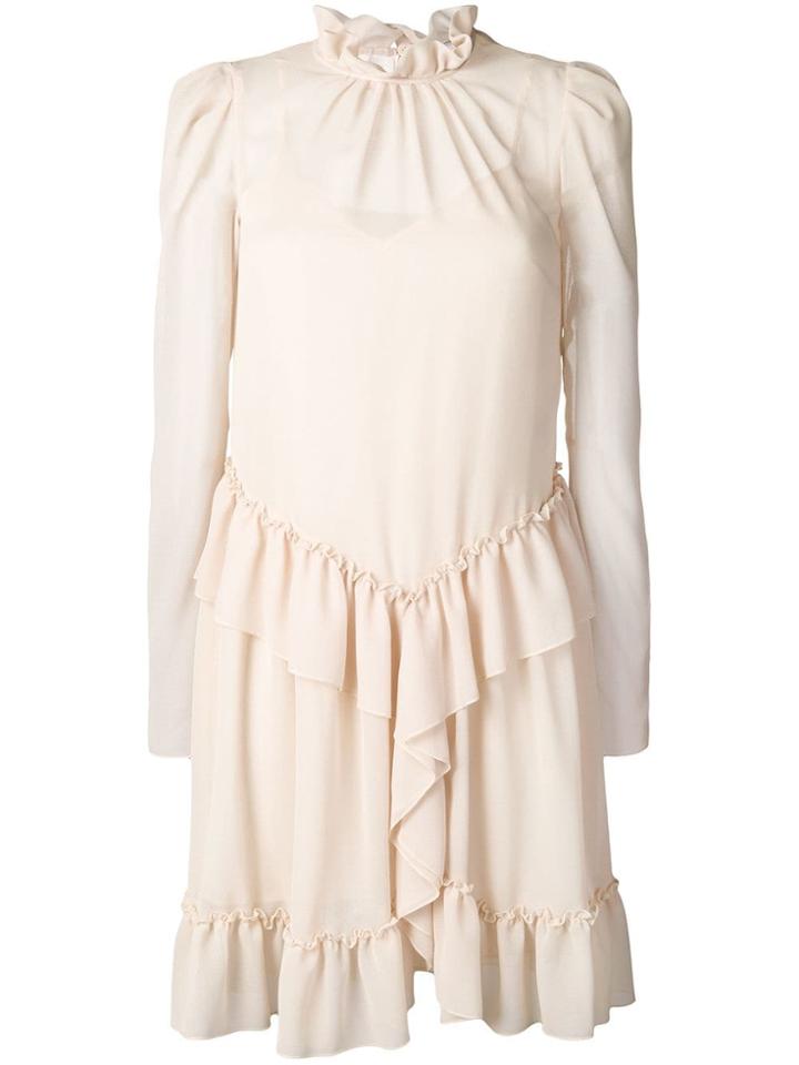 See By Chloé Longsleeved Ruffled Dress - Neutrals