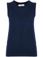 Pringle Of Scotland Cashmere Gauge Knit Sleeveless Sweater - Blue