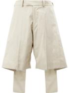 Moohong - Oversize Layer Effect Shorts - Women - Cotton - 38, Nude/neutrals, Cotton