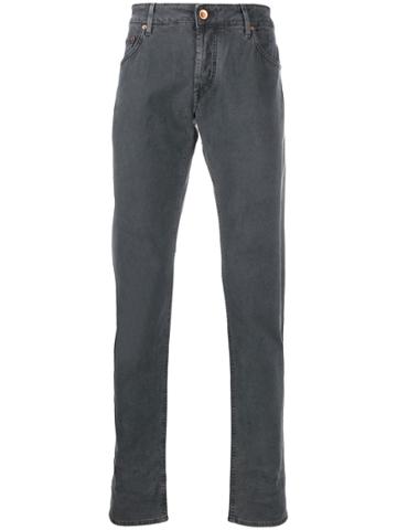 Hand Picked Slim-fit Trousers - Grey